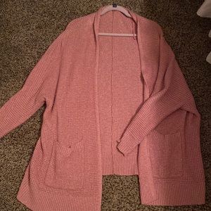 Pink cardigan sweater